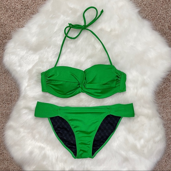🚫SOLD🚫 Victoria's Secret Emerald Green Very Sexy Line Halter Strapless Bikini - Picture 2 of 16